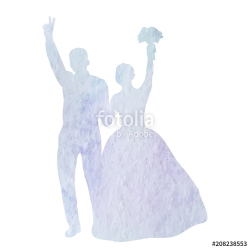 500x499 Vector, Isolated, Icon, Watercolor Silhouette Of Wedding, Bride