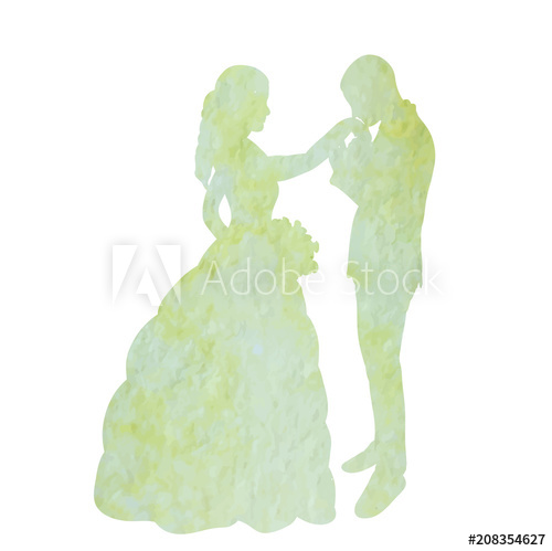 500x499 Vector, Isolated Watercolor Silhouette Of The Bride And Groom