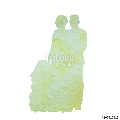500x499 Watercolor Silhouette Of The Bride And Groom, Isolated On White