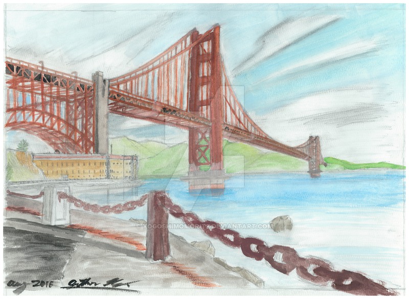 800x586 Golden Gate Bridge Watercolor Painting By Yogoshimomoritz On
