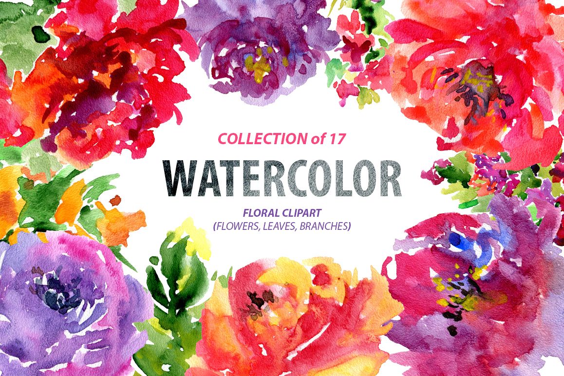 1158x772 Bright Watercolor Flowers, 17 Png