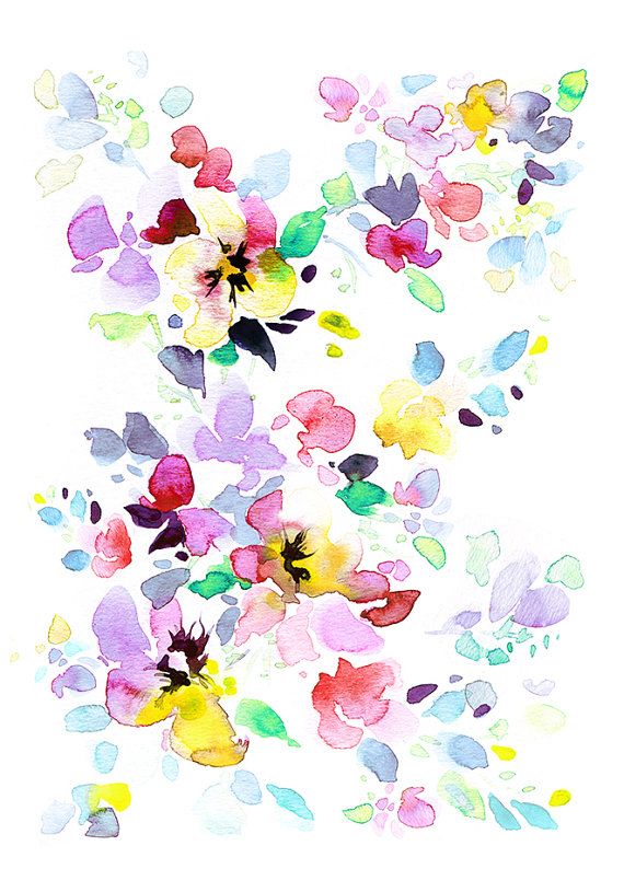 570x815 Color Splash, Bright Watercolor Flowers Art Set Of 3 Floral Wall