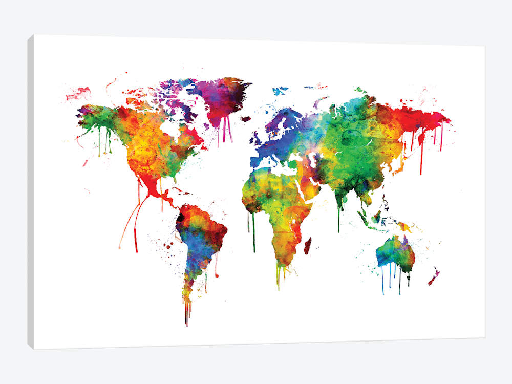 1000x750 Watercolor Map Of The World Map, Bright Col... Michael Tompsett
