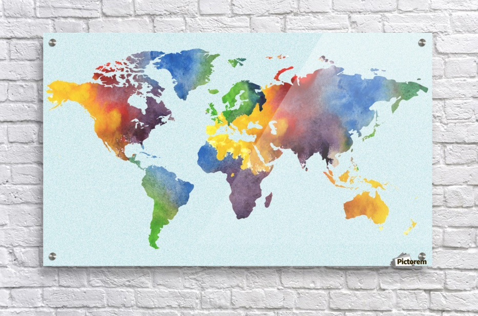 933x617 Bright Watercolor Map Of The World