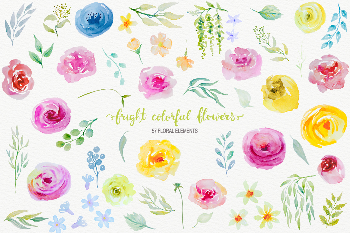 1160x772 Bright Watercolor Flowers Clipart By Laeti M