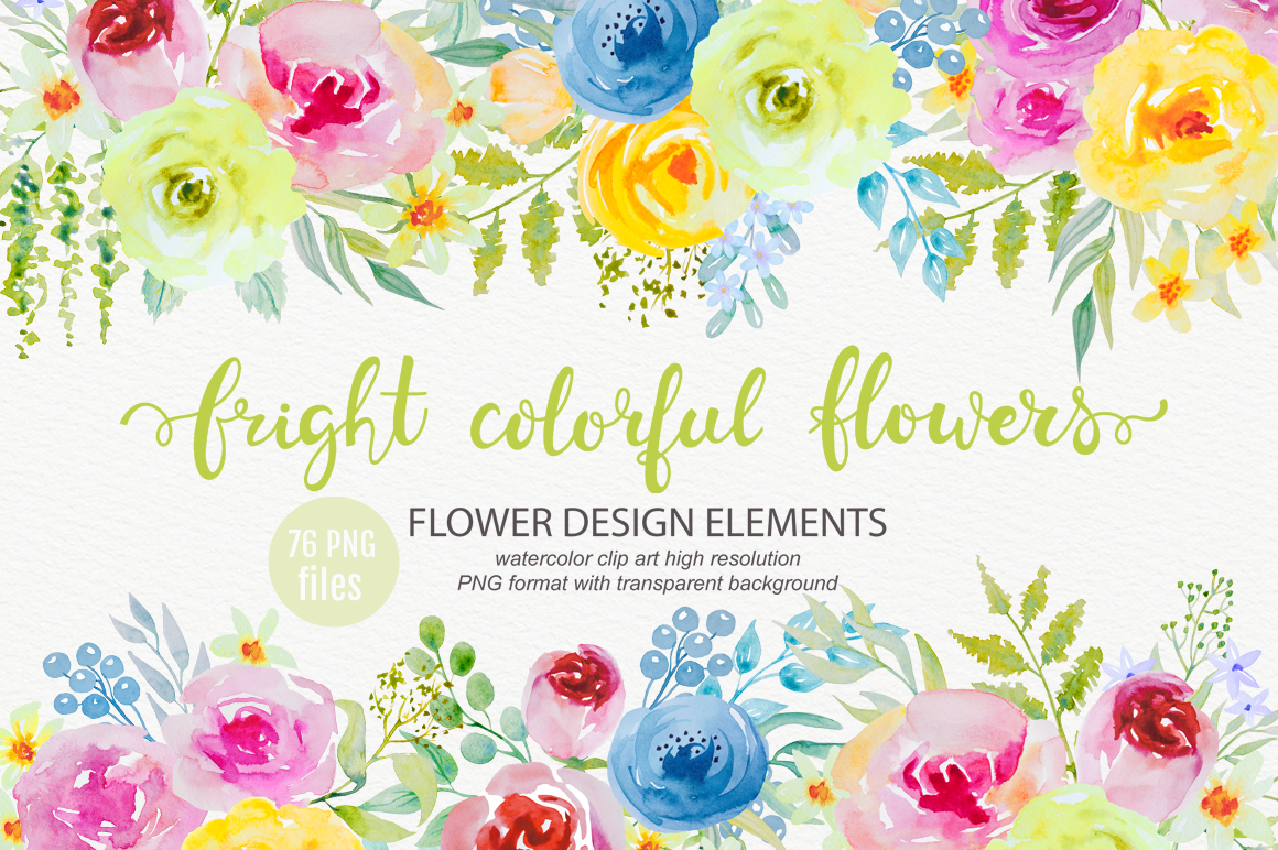 1160x772 Bright Watercolor Flowers Clipart