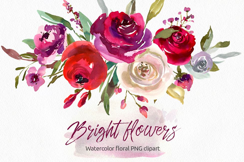 978x652 Bright Watercolor Flowers Roses 31 Png Separate Elements