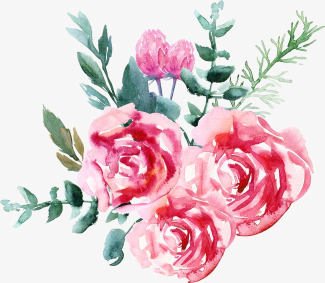 650x566 Bright Watercolor Flowers, Watercolor Clipart, Bright Png Image