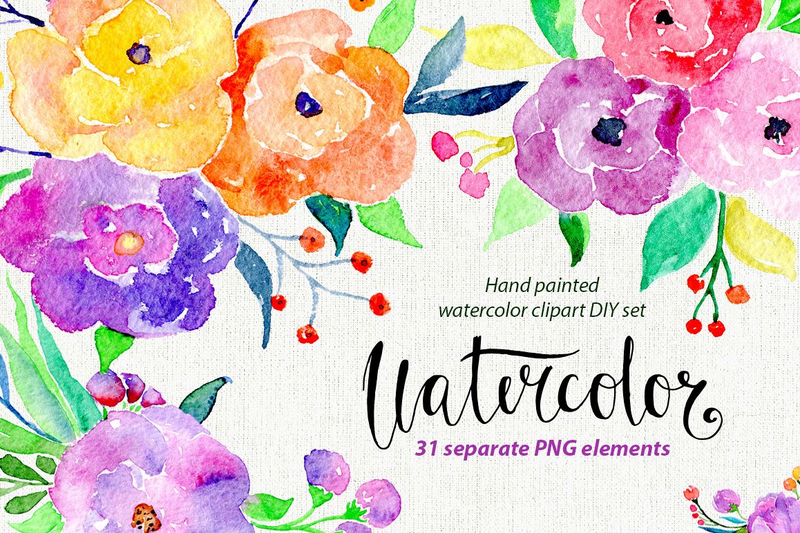1158x772 Bright Colorful Watercolor Flowers