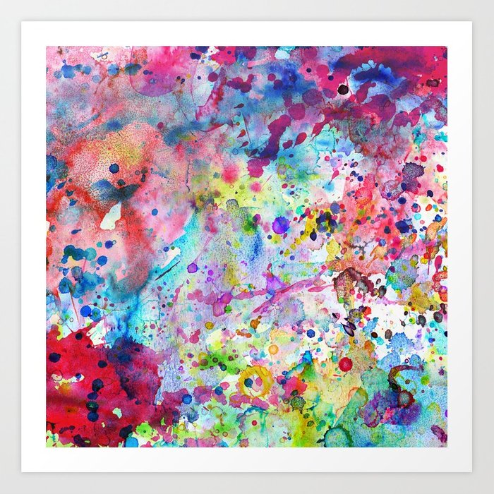 700x700 Abstract Bright Watercolor Paint Splatters Pattern Art Print By