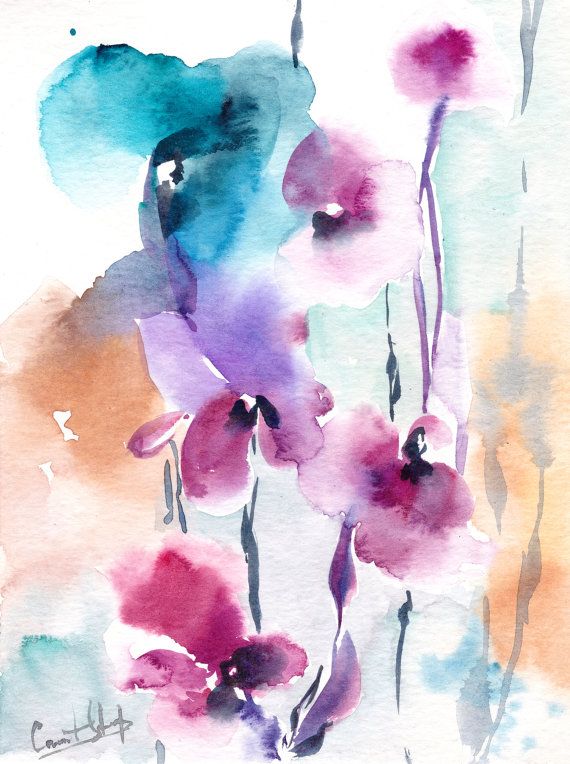 570x764 Abstract Botanical Painting, Bright Colors Painting, Original