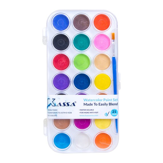 570x570 Watercolor Paint Pan Set 21 Bright Color Pigments By Kassa Etsy
