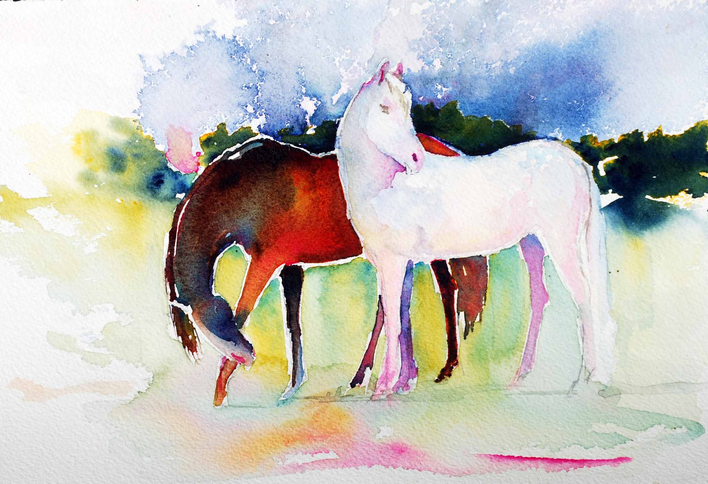 2416x1650 Watercolor Paintings Of Horses Interlude Late Summer Horse