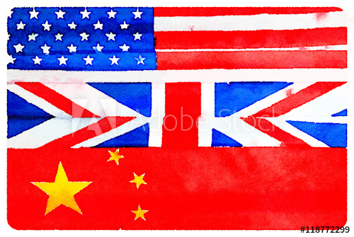 500x335 Digital Watercolor Painting Of American, British Amp Chinese Flags