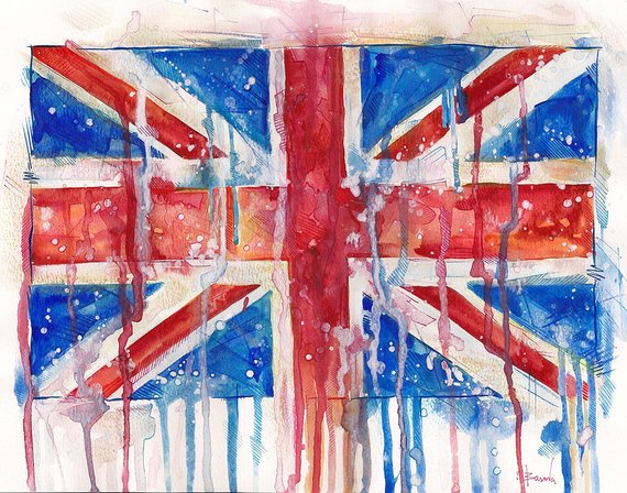 570x448 Union Jack British Flag Watercolor Painting Nursery Decor Etsy
