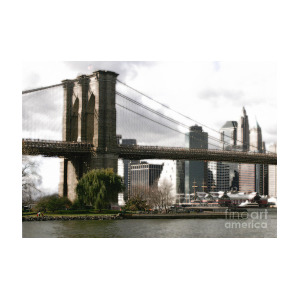 300x300 Brooklyn Bridge Watercolor Photograph By Jaime Costanzo
