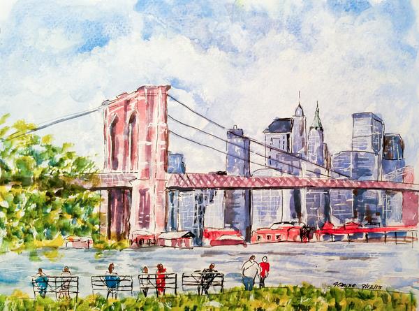 600x445 Brooklyn Bridge Watercolor Artbyfemine