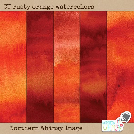570x570 Watercolor Digital Paper Rusty Orange Brown Watercolor Etsy