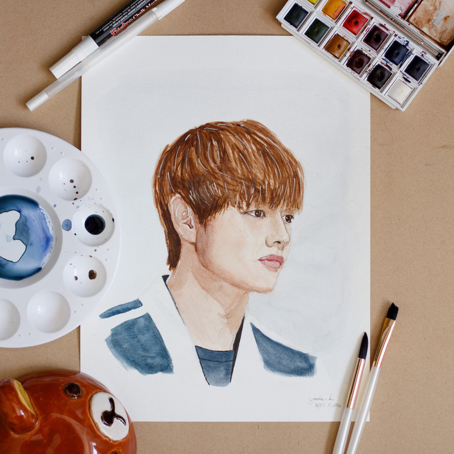894x894 Watercolor] Bts V With Speed Painting By Iamsuperjamie