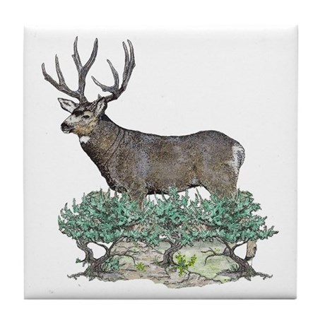 460x460 Buck Watercolor Art Tile Coaster By Dmsdesignshop