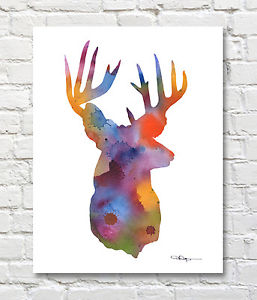 257x300 Deer Abstract Watercolor Buck Painting 11 X 14 Art Print By
