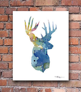 262x300 Deer Abstract Watercolor Painting Whitetail Buck Art Print By