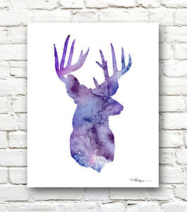 265x300 Deer Art Print Abstract Watercolor Painting Whitetail Buck Stag