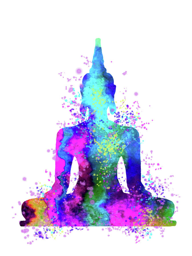 674x900 Buddha Watercolor Painting Painting By Del Art