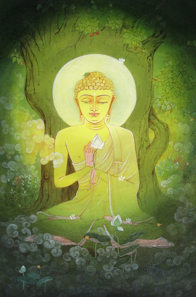 800x1211 Buddha By Artist Rina Roy Figurative Art Watercolor Paintings