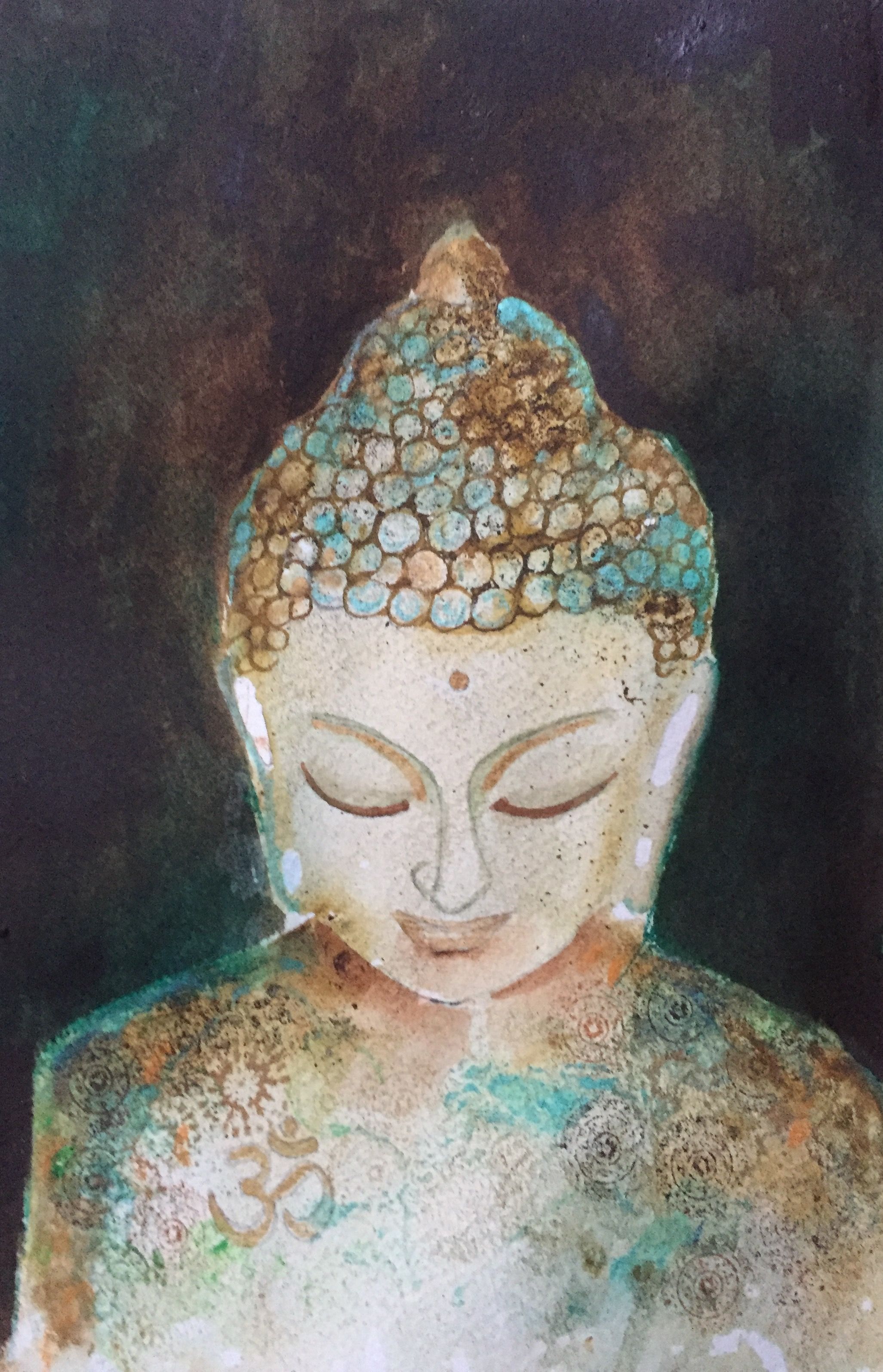 2053x3192 Buddha Watercolor And Ink By Claire De Langen Favorite Artsy