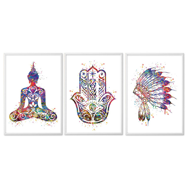 640x640 Gzcjhp Watercolor Buddha Lotus Canvas Poster Abstract Minimalist