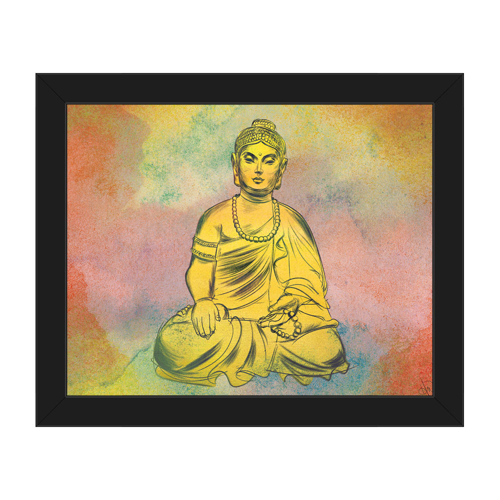 1000x1000 Shop Calm Buddha Watercolor Framed Canvas Wall Art