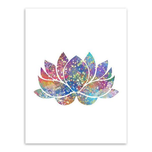 600x600 Watercolor Buddha Zen Lotus Poster Big Peace Wall Canvas Art