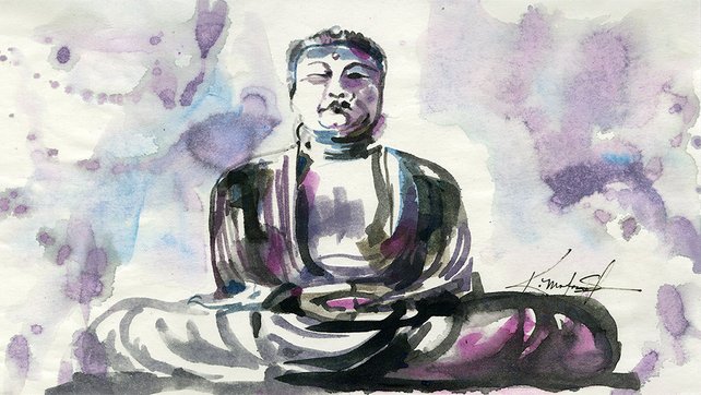 642x362 Zen Buddha Watercolor Painting Buddha Sketch 1 Etsy