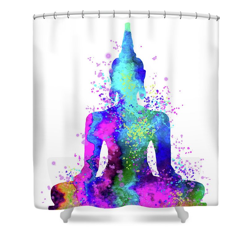 800x800 Buddha Watercolor Painting Shower Curtain For Sale By Del Art