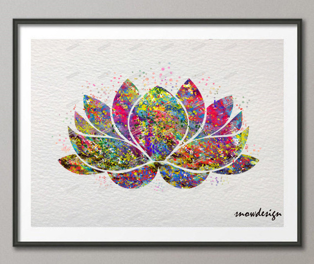 640x539 Lotus Flower Yoga Symbol Watercolor Wall Art Canvas Painting