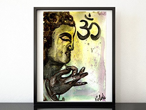 500x375 Buddha Face Painting, Meditation Buddha, Original