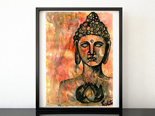 500x375 Buddha Painting, Original Watercolor Painting