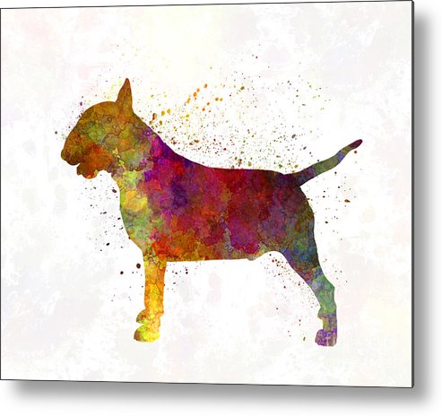 493x464 Bull Terrier In Watercolor Metal Print By Pablo Romero