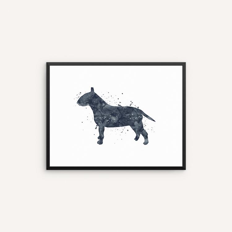 750x750 Bull Terrier Watercolor Art Print, Dog Watercolor Wall Art, Wall