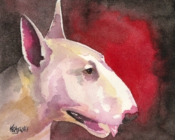 350x280 Bull Terrier Watercolor Portrait 070705