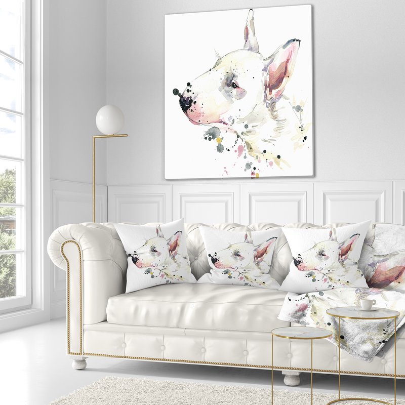 800x800 East Urban Home Animal Bull Terrier Dog Watercolor Pillow Wayfair