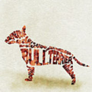 180x180 English Bull Terrier Watercolor Painting Typographic Art