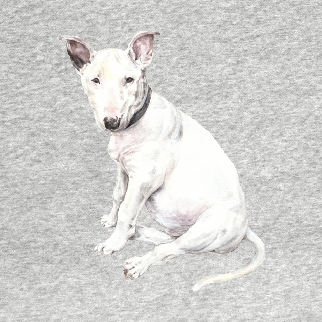 630x630 Watercolor Bull Terrier Dog Pet Portrait