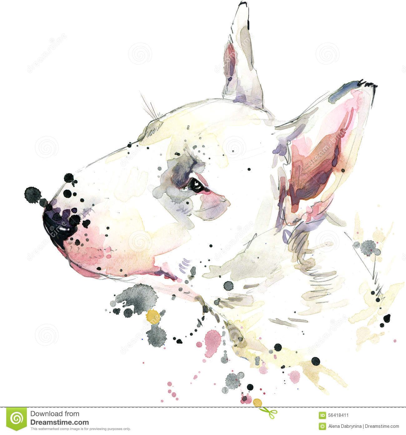 1300x1390 Bull Terrier Watercolor Tattoo Idea Graphics