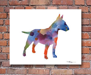 300x248 Bull Terrier Contemporary Watercolor 11 X 14 Art Print By Artist