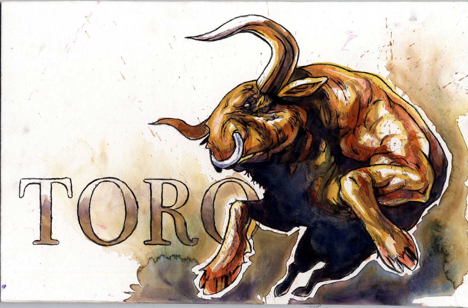 1600x1053 Bull Watercolor By Suarezart