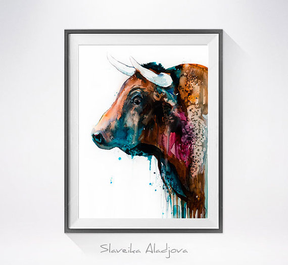 Bull Watercolor at GetDrawings | Free download