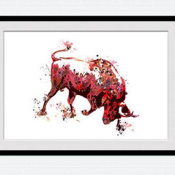 354x354 Red Bull Watercolor Poster Bull Colorful From Colorfulprint