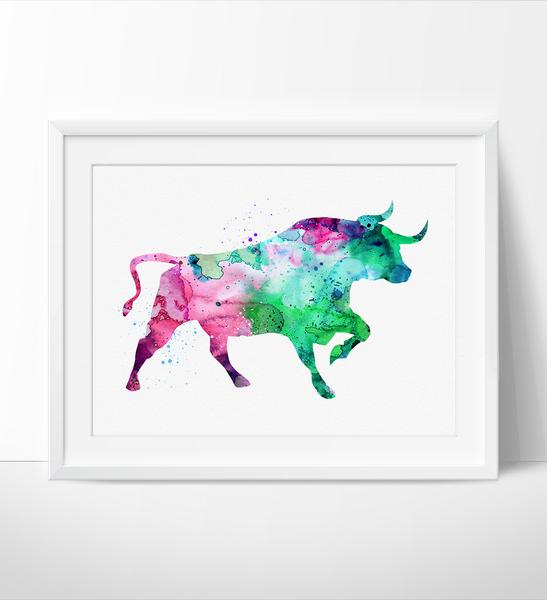 547x600 Animal Bull Painting ,bull Watercolor Print, Watercolor Art, Art